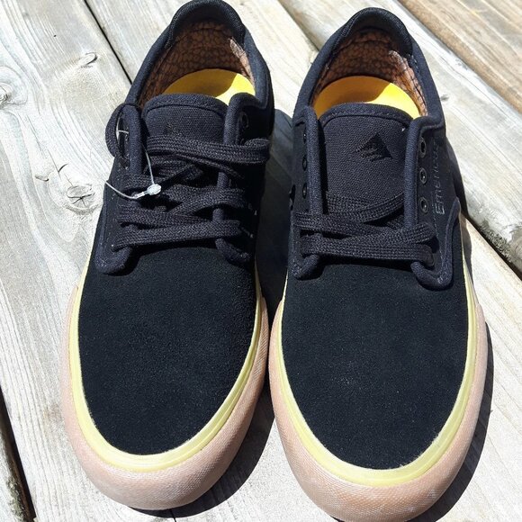 NEW Emerica Skate Shoes 6.5 Black Leather - Picture 2 of 6